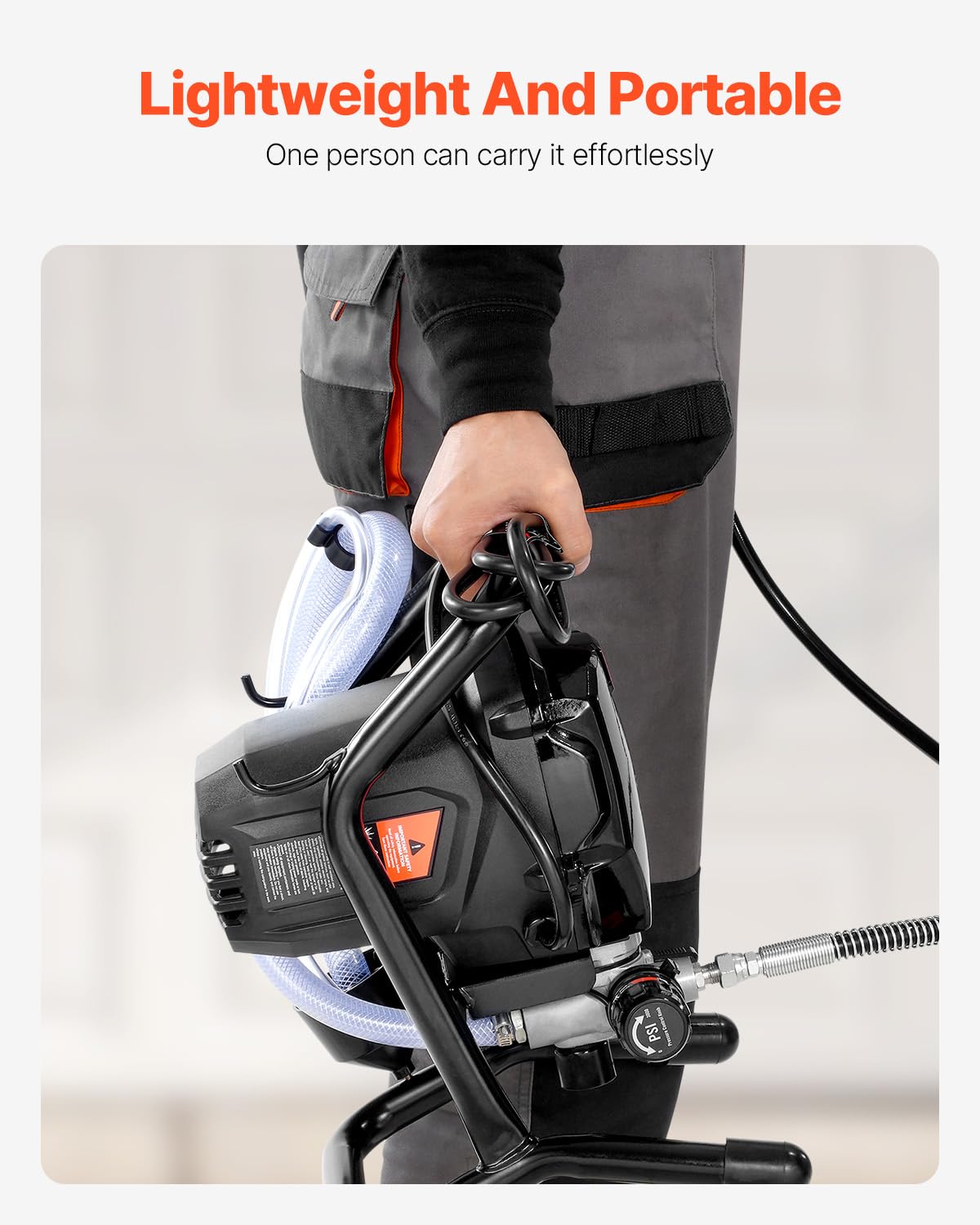 VEVOR Pulverizador de pintura sin aire con soporte de 750 W, pulverizador eléctrico sin aire de alta eficiencia de 3000 PSI, efecto de pintura fina y uniforme, pulverizadores de pintura de mano para muebles y cercas interiores y exteriores del hogar