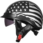 ILM Half Motorcycle Helmet Open Face DOT 205V | Sun Visor, Quick Release Buckle, Cycling Motocross