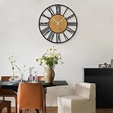 HAITANG 20IN Large Silent Wall Clock Black Roman Numeral Battery Operated view 6
