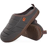 LongBay Mens Slip on Slippers Two-Tone Indoor Outdoor House Shoes Memory Foam Camping Garden Down Clogs