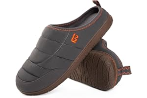 LongBay Mens Slip on Slippers Two-Tone Indoor Outdoor House Shoes Memory Foam Camping Garden Down Clogs