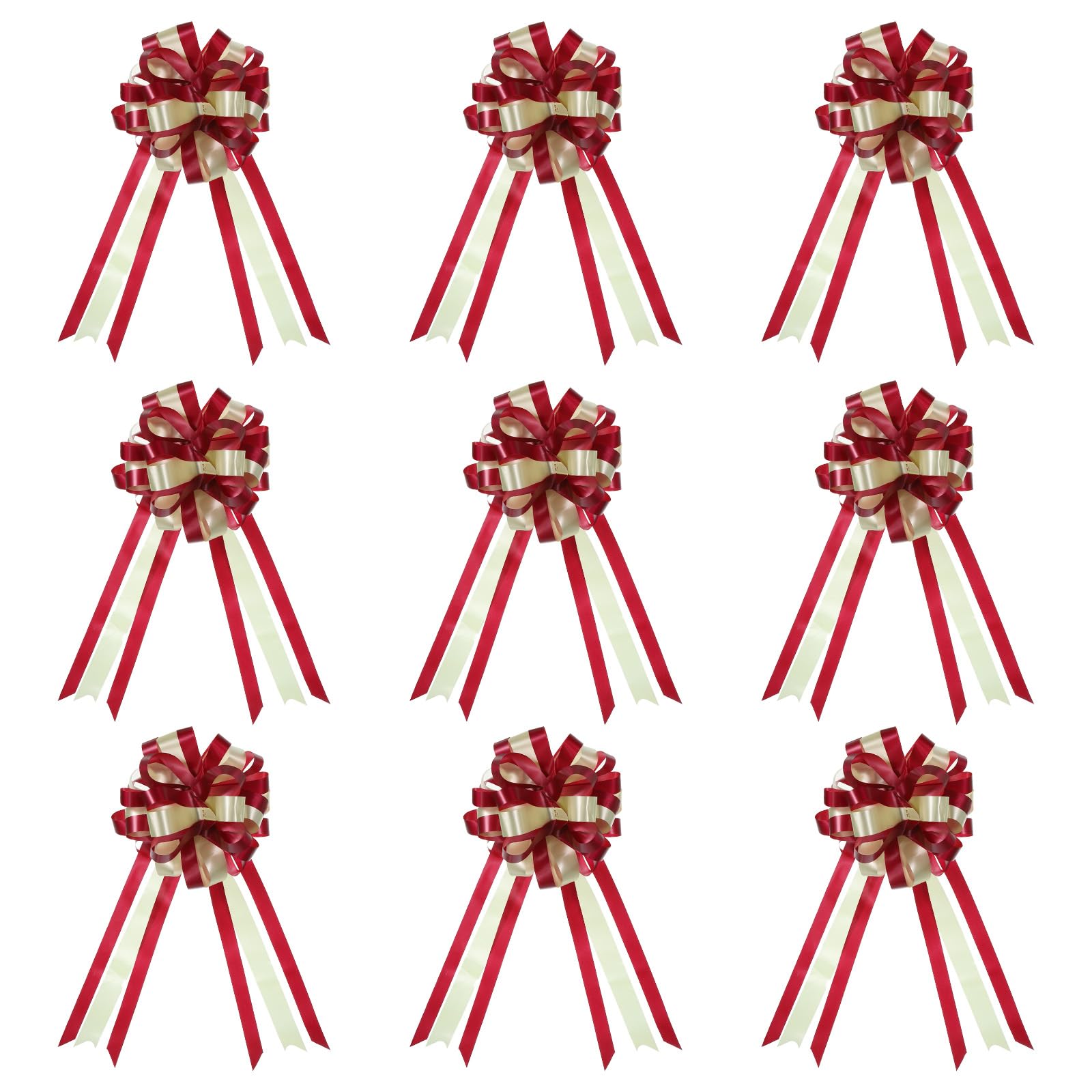 PATIKIL 8" Gift Wrapping Pull Bow, 10 Pack Large Pull Bows Flower Ribbon Bows for Christmas Valentine's Day Wedding Decorations, Burgundy