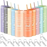 Mumufy 20 Pcs Employee Appreciation Gifts Bulk Thank You Team Employee Gifts with 16oz Skinny Tumbler Keychains for Social Worker Staff Teacher Nurse Coworker(Bright Color)