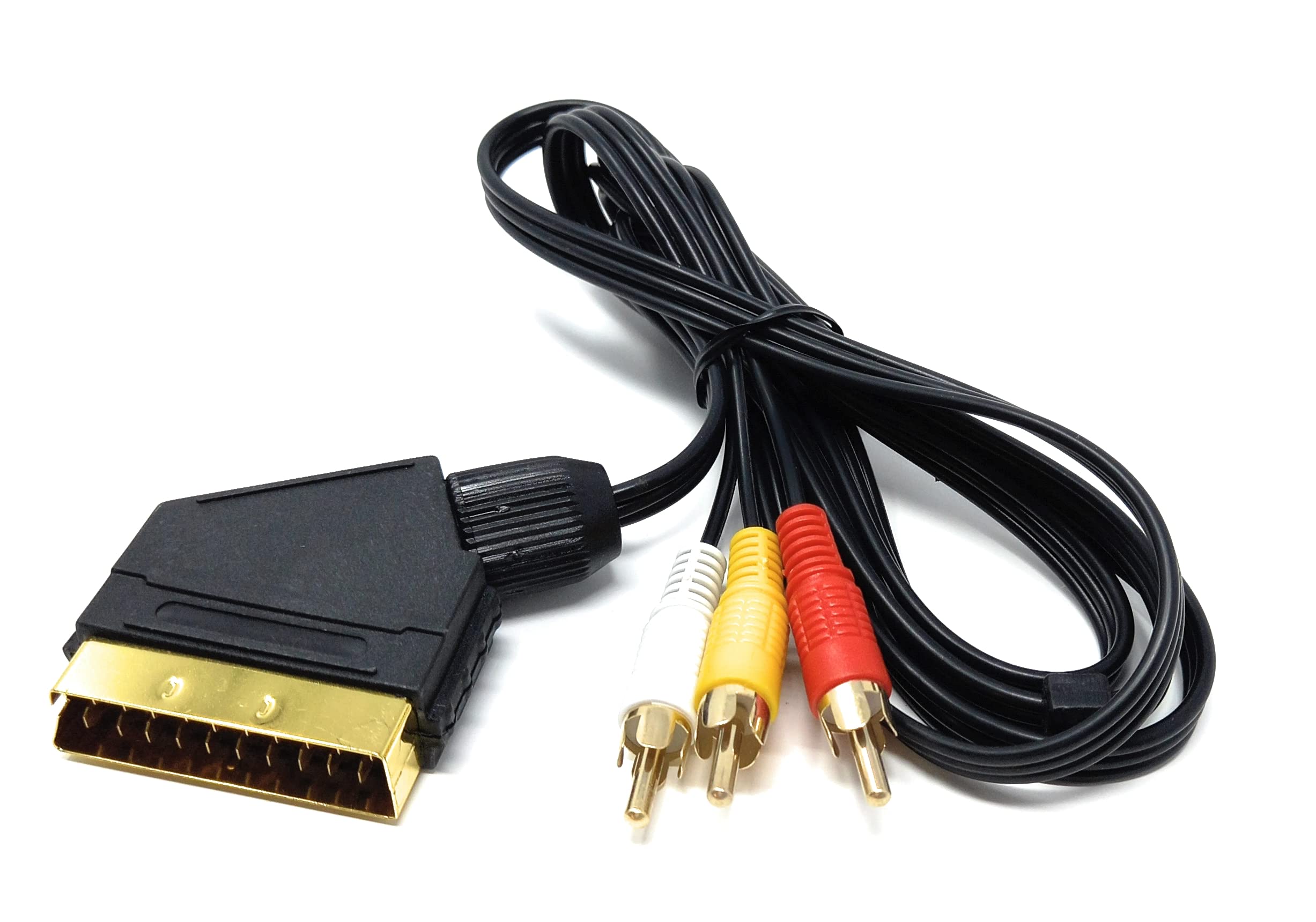 DRUT 1.5M SCART to 3 RCA Male Cable Audio Video AV Adapter Cable Composite AV Connector Audio/Video Converter for TV DVD VCRs Game Console