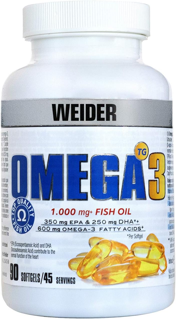 Weider Omega 3 (90 Softgels) with Fatty Acids EPA and DHA, Vitamin E, Support The Normal Functioning of The Heart, Brain and Vision