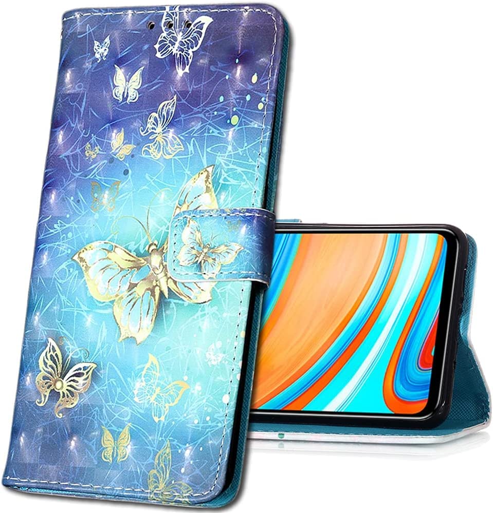IMIRST Flip Case for Xiaomi Poco M4 Pro Faux Leather Wallet Case 3D Pattern Protective Cover with Card Slot Stand Compatible for Xiaomi Poco M4 Pro. YB Gold Butterfly — image 1