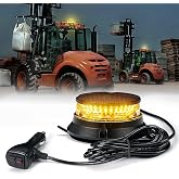 Xprite LED Visibility Beacon Light, 4.5 Inch Super Bright Forklift Roadside Caution Lights with Magnetic Base, 12-24V for Construction Truck, Utility Vehicle, Tractor, Golf Carts-Amber