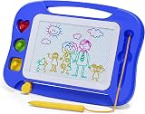 SGILE Magnetic Drawing Board for Toddlers 1 2 3 Years Blue with Stamps