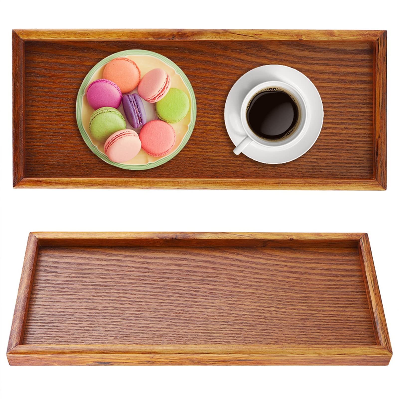 Wooden Tray, Solid Wood Rectangular Tableware Serving Tray Food Fruit Plate Tea Serving Plate Snacks Food Storage Dish Serving Table Plate for Restaurant Home (35 * 15cm)