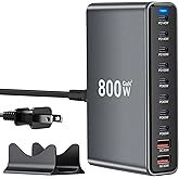 USB C Charger Station 800W GaN USB C Charging Block, 10-Port Fast Charger Hub with Multiple Power Outputs, Compatible with Laptop, MacBook, iPad, iPhone 16/17/15/14/13/Pro Max, Samsung Galaxy S24 S23