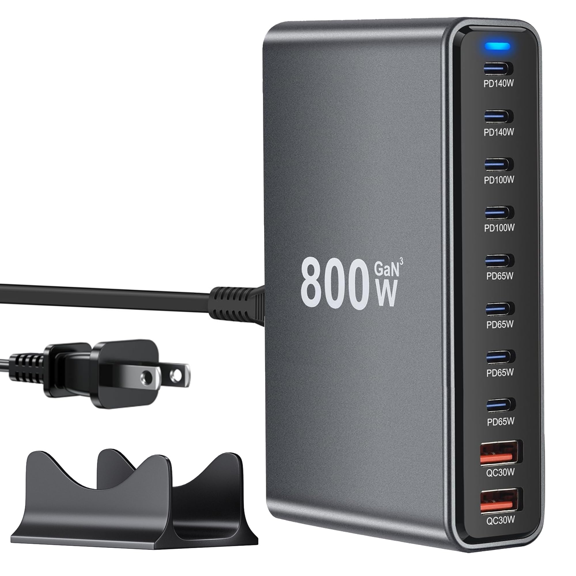 Photo 1 of USB C Charger Station 800W GaN USB C Charging Block, 10-Port Fast Charger Hub with Multiple Power Outputs, Compatible with Laptop, MacBook, iPad, iPhone 16/17/15/14/13/Pro Max, Samsung Galaxy S24 S23