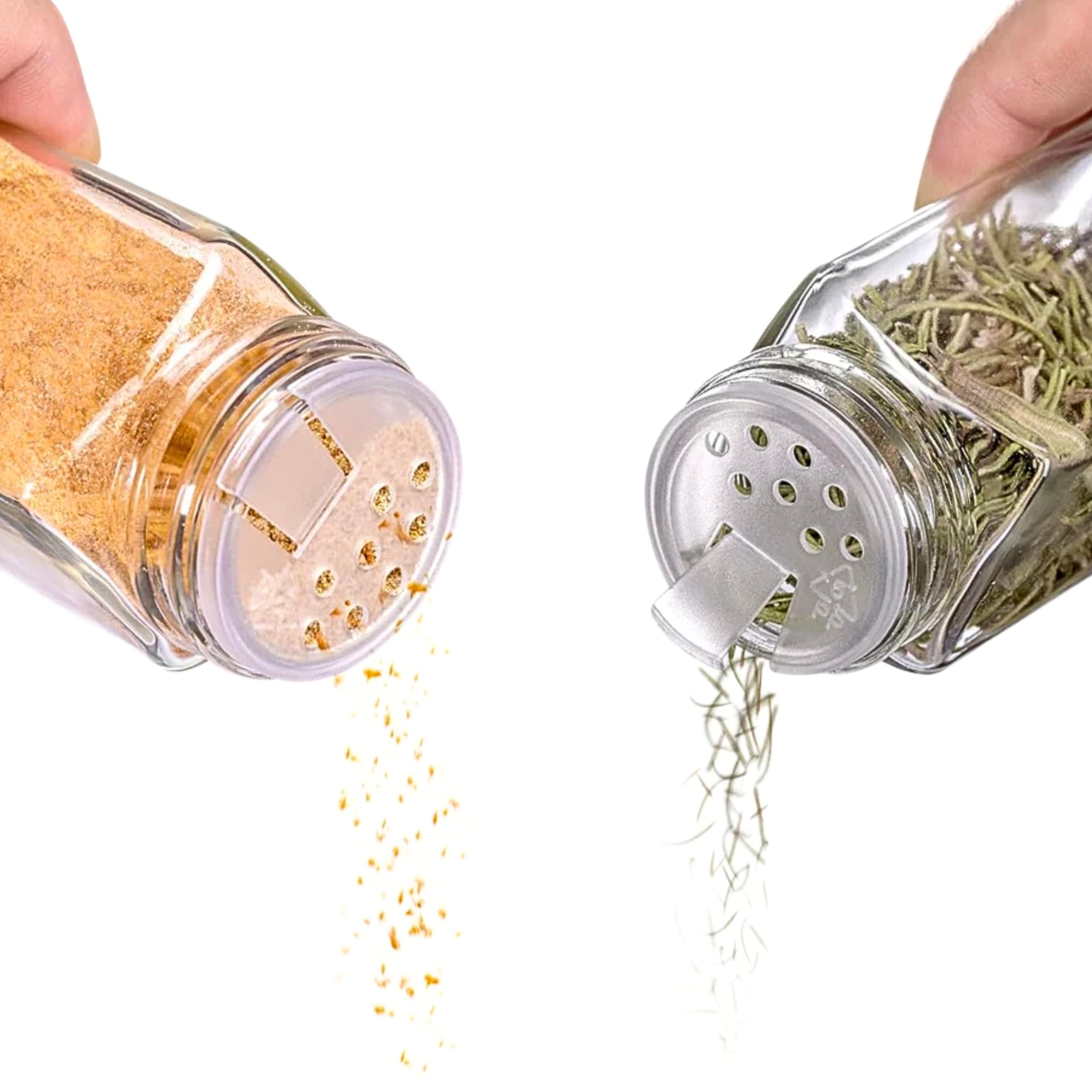 Miramarline Set 24 Gewürzgläser mit Streueinsatz Gewürzbehälter Glas - Pfeffermühle - Kräuter- und Gewürzaufbewahrung - Gewürzstreuer [inkl. Marker, Gewürzetiketten & Reinigungsbürste] Spice Jars