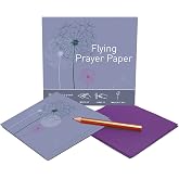 Flying Wish Paper Dandelion Prayer Mini Wishing Kit, Intention Setting Gift | Make a Wish Activity, Mindfulness Gift, Gratitude and Reflection, 15 Wishing Papers, 5 Launching Platforms, Gold Pencil