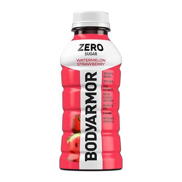 BODYARMOR ZERO SUGAR WATERMELON STRAWBERRY, SUGAR FREE SPORTS DRINK – LOW-CALORIE HYDRATION – NATURAL FLAVORS WITH POTASSIUM PACKED ELECTROLYTES, ANTIOXIDANTS, AND B-VITAMINS, 12 FL OZ (PACK OF 8)