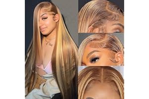 GARAXIS 28 Inch 4/27 Honey Blonde HD Lace Front Wig Human Hair Highlight Ombre Lace Front Wig Human Hair Straight Lace Front Wigs Human Hair Pre Plucked Frontal Wigs Human Hair 13X4