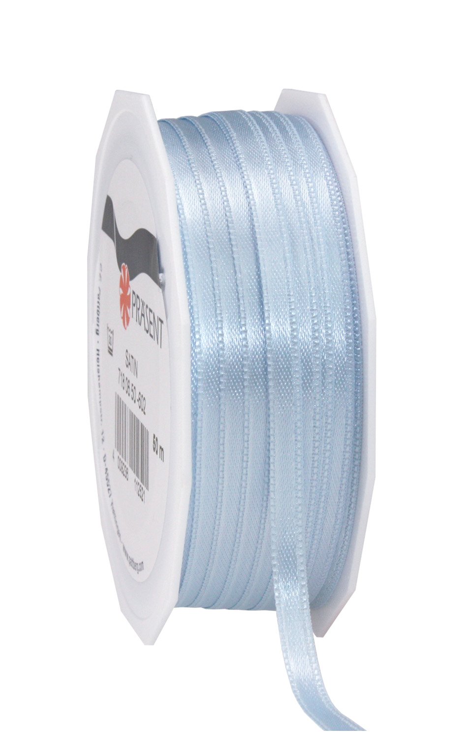 C.E. Pattberg SATIN light blue gift ribbon, 55 yards for Wrapping Gifts, 0.24 inches width, Ribbon for Decorating & Crafting, Decorative Ribbon for Gifts, for every occasion