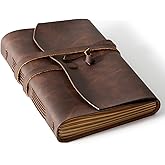 RILIHO Leather Journal Notebook - Genuine Leather Journals for Writing 260 Pages 5x7.1 Inches Vintage Journal For Man and Women Gifts For Man Artist,Travel Journal,Brown