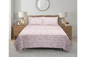 Generic Cotton Sheet Set, Rose Mist, 100% Pakistani Cotton, Full/Double Size, 250 Thread Count, 4 Piece Modern Set with Fitte
