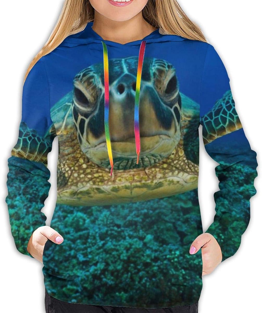 Women's Long Sleeve Performance Hoodie, Huge Sea Turtle