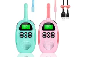 LOYANG Walkie Talkies for Kids Rechargeable - Kids Christmas Birthday Toy Gift with Backlit LCD Flashlight, 3 Miles Range for Outside, Camping, Hiking (1 Light Blue and 1 Pink, 2 Pack)