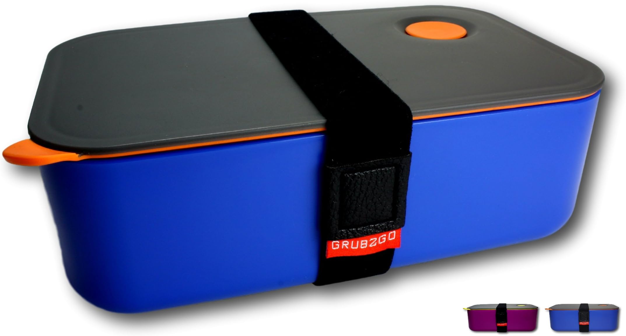 Bento Box Lunch Box by GRUB2GO - [BLUE DISCONTINUED, PURPLE AVAILABLE] Designer Lunch Boxes for Adults and Kids (Blue)