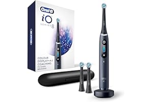 Oral-B iO Series 8 Electric Toothbrush with 2 Replacement Brush Heads and Travel Case, Rechargeable Toothbrush, Black Onyx