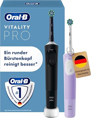 Vitality Pro Elektrische Zahnbürste, Doppelpack, Schwarz/Lila