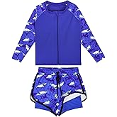 MooMoo Baby Boys Swimsuit Rash Guard Set Long Sleeve Swim Shirt and Swim Trunks Baby Boy Bathing Suit