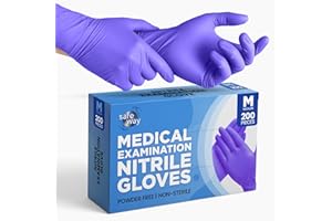 SAFEWAY USA Nitrile Disposable Gloves — Multi-Purpose Powder-Free and Non-Latex Textured Fingertips for Medical Use, Nursing, Lab Works, Kitchen Prep, Cleaning, Tattooing & More — (200pcs, X-Large)
