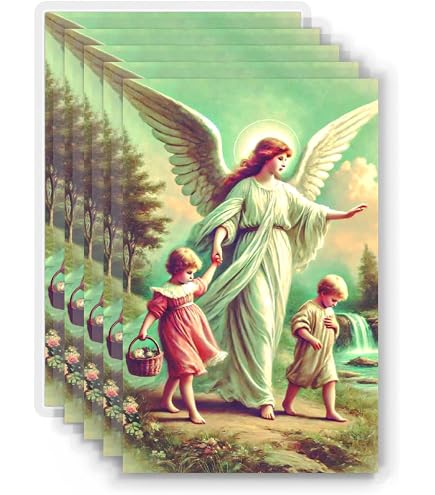 Pack De 5 Tarjetas De Oración Del Ángel De La Guarda - Cristianismo - Nuevo