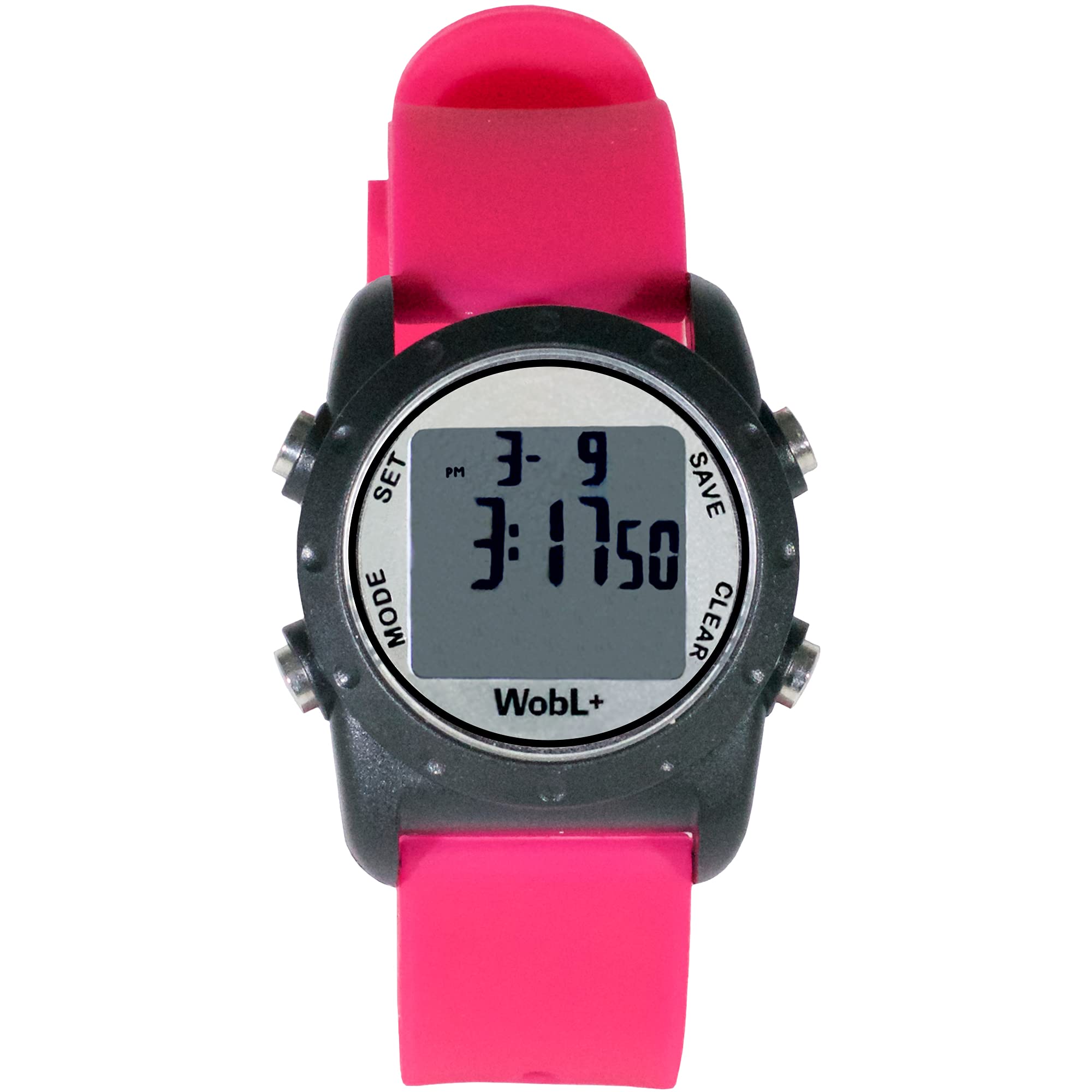 WobL + Smallest Vibrating Waterproof Reminder Watch (Pink Band/Black Case)