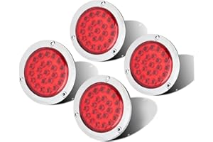 LIMICAR Round LED Tail Light, 4 Inch LED Trailer Lights, Brake Stop Turn Signal Running Trailer Brake Lights w/Chrome Bezels 
