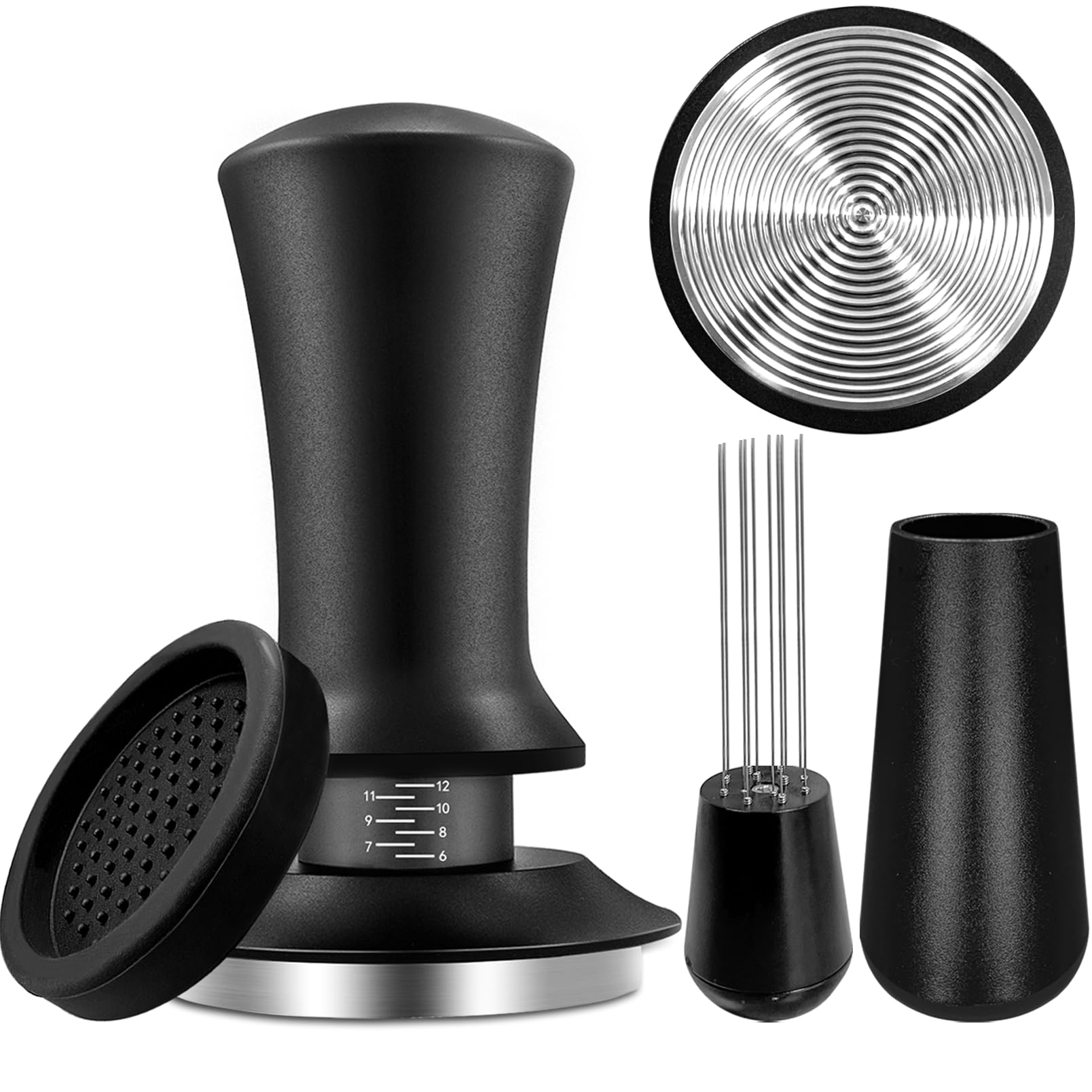 Photo 1 of Espresso Hand Tamper 51mm, Coffee Tamper with WDT Tool Calibrated Spring Loaded, Hand Tampers with Silicone Mat, 100% Flat Stainless Steel Base Tamper for Espresso Coffee Machine
