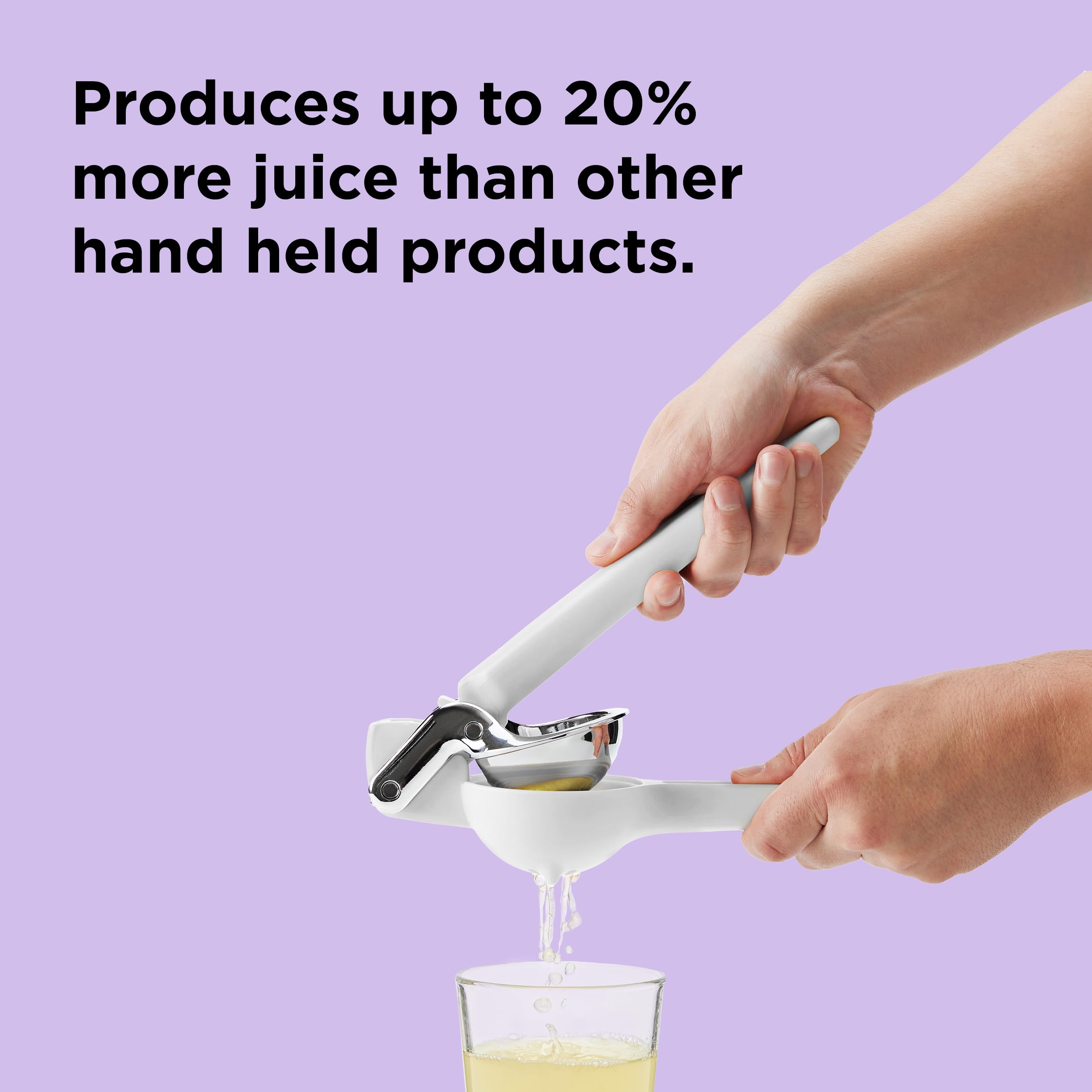 Chef'n FreshForce Lemon Squeezer Citrus Juicer, Handheld Manual Press with Dual-Gear Design for Max Juice Extraction, Durable, Baking White