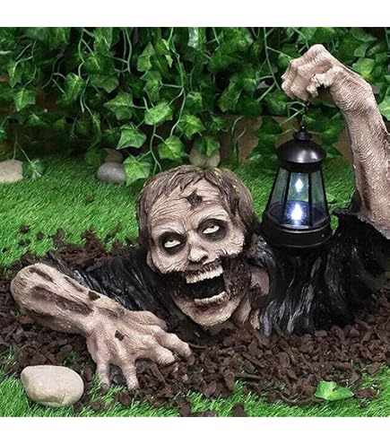 Décoration Halloween Fantôme - Statue Squelette Gothique Avec Corbeau Et Socle Sorcière - Pour Jardin, Intérieur - 8