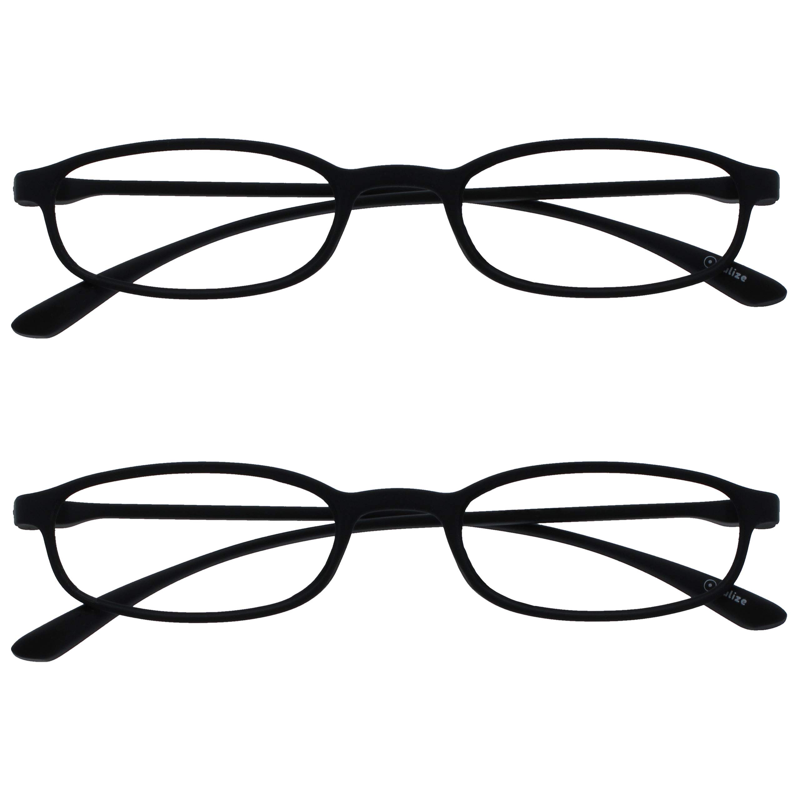OPULIZE Fly Reading Glasses 2 Pack Extra Small Super Flexible Frame Scratch Resistant Matt Black Mens Womens RR67-1 +3.00