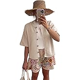 SCUSTY Women's Lightweight Cardigan Short Sleeve Button-Down Summer Cardigan Sweater