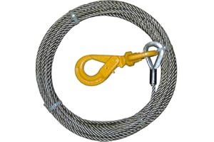 BA Products 4-38PS75LH Winch Cable, 3/8" x 75' Fiber Core with Self Locking Swivel Hook