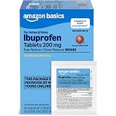 Amazon Basics Ibuprofen Tablets, 200 mg, Pain Reliever and Fever Reducer, for Headache, Muscular Aches, Arthritis, Backache and More, 100 Count (Pack of 1) (Previously Care)