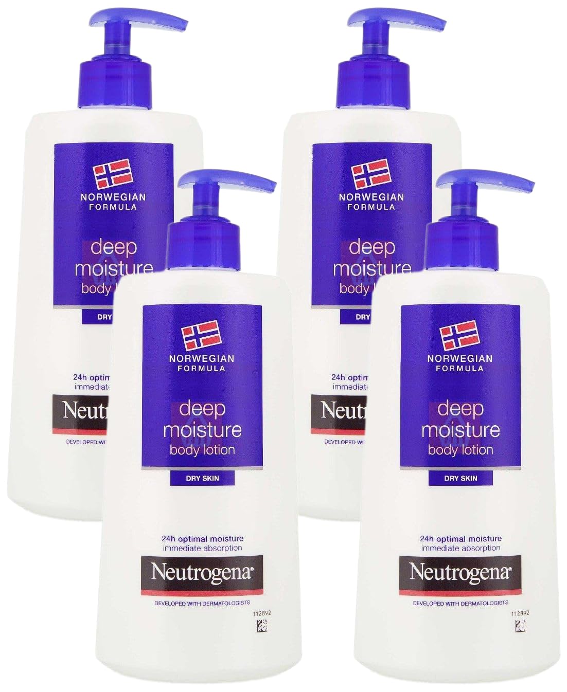 Neutrogena Deep Moisture Fast Absorbing Body Lotion 24 Hour Moisturisation (Packaging may vary), 400 ml (Pack of 4)