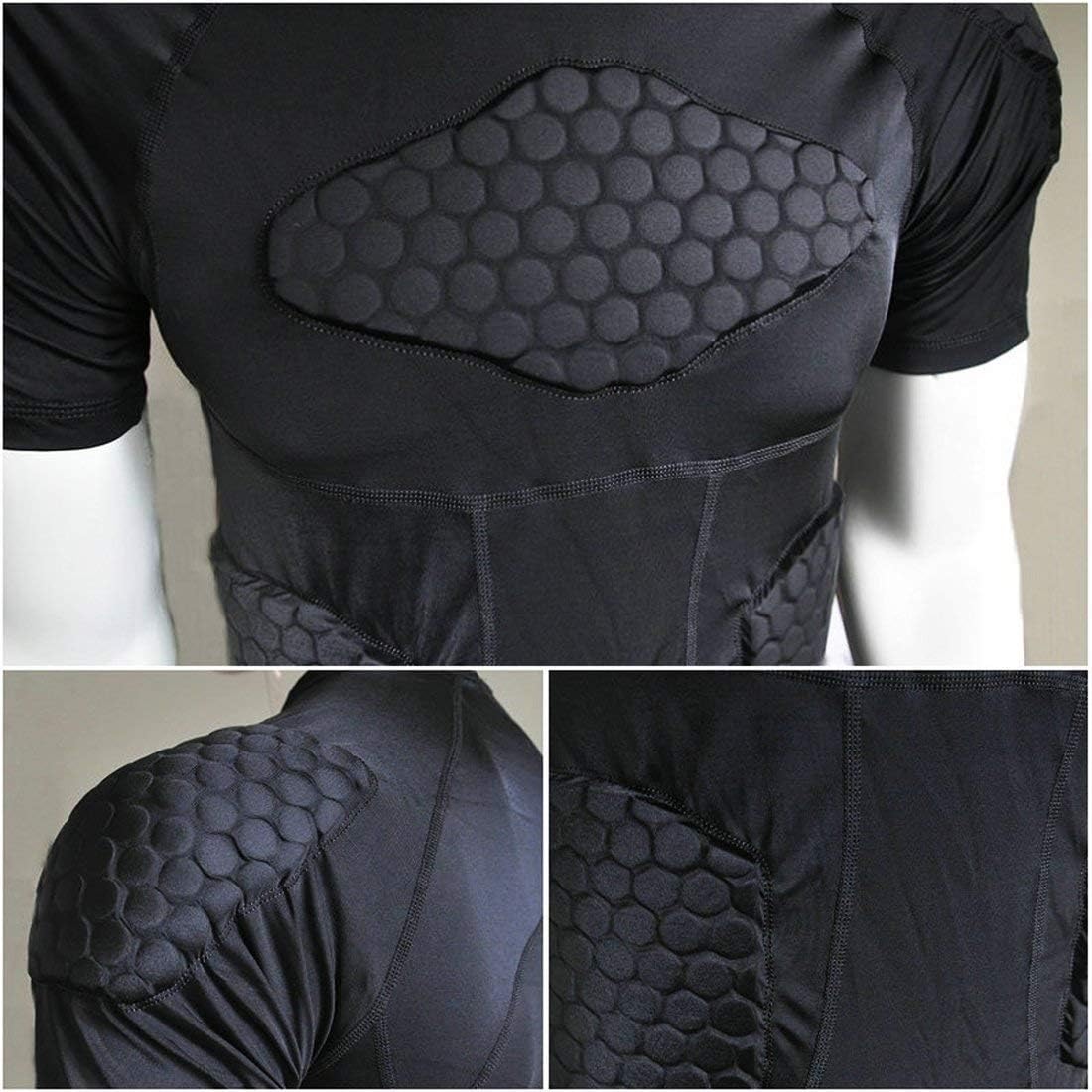 TUOY Men's Padded Compression Shirt Protective T Shirt Rib Chest Protector for Football Paintball Baseball: Clothing