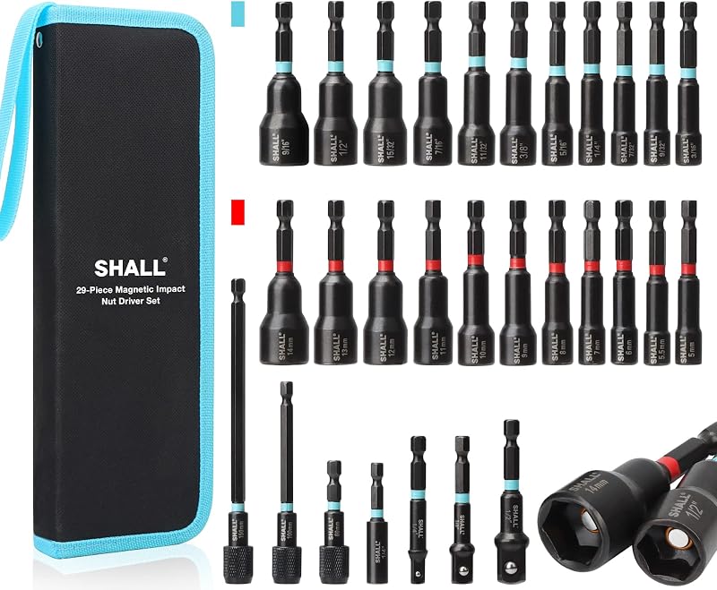 Shall 29Pcs Magnetic Nut Driver Set CR-V Steel Quick-Release Extensions