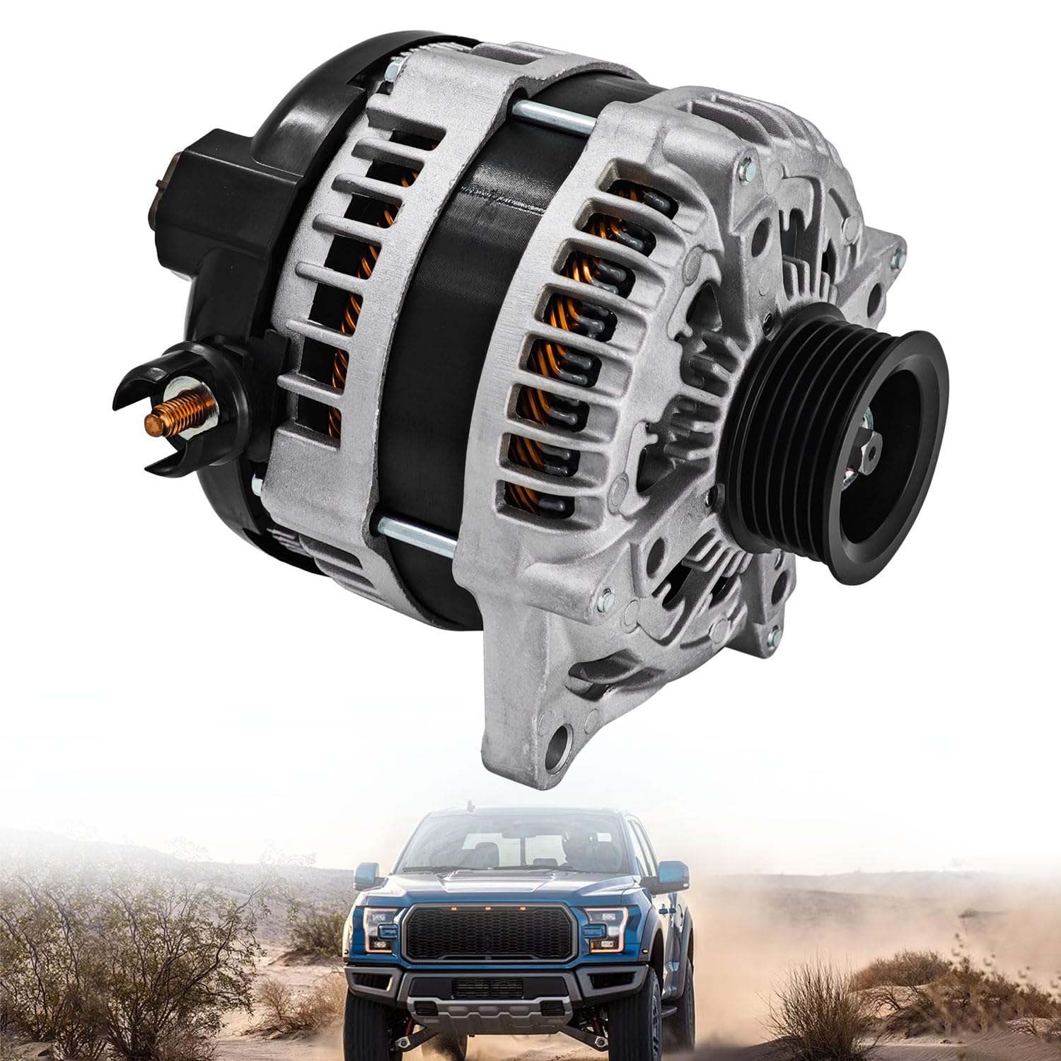Photo 1 of 12V 240A Alternator 1042110081 Compatible with Ford F150 F-150 5.0L V8 2015-2020 High Output Alternator 6-Groove Pulley Clockwise replace Part#: 1042110080 44000 FL3Z10346G HL3710300FA HL3Z10346F
