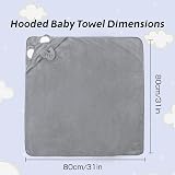 HiABsee Baby Towels with Hood Grey Elephant Ultra Soft 80x80cm view 2
