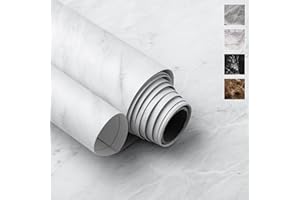 VERY BERRY STICKER Marble Peel and Stick Wallpaper (39" x 118", White Matte) Self-Adhesive Renter Friendly Contact Paper Removable Waterproof Vinyl Faux Granite Décor for Furniture Upcycling