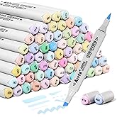 Arrtx Pastel Markers Oros 66 Colors, Oros Dual Tip(Brush & Chisel) Sketch Art Markers for Artist Adult,for Sketching, Colorin