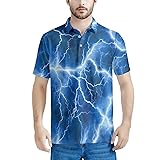 HUGS IDEA Blue Lightning Golf Shirts for Men Funny