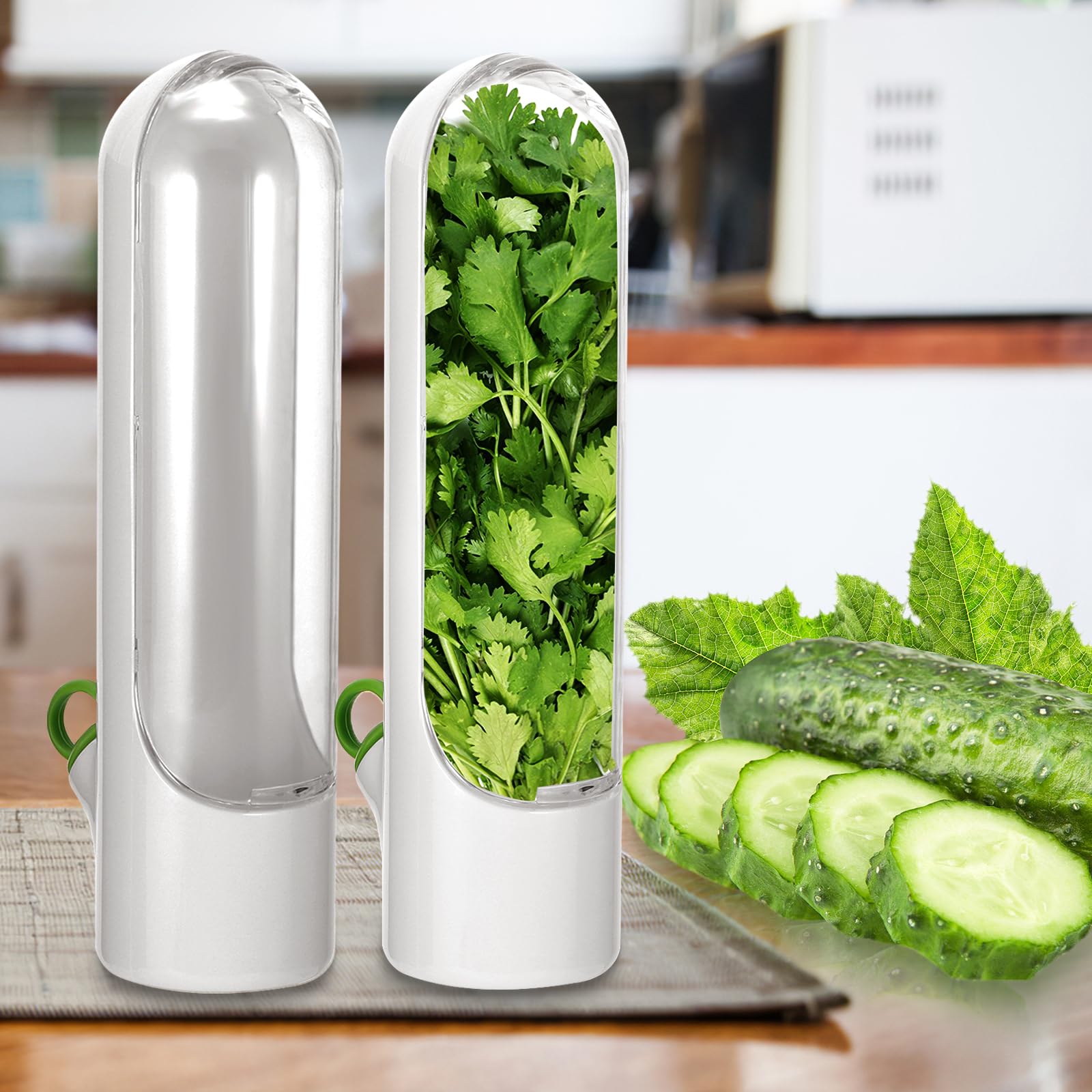 Palmcee Herb Saver for Refrigerator, Herb Storage Containers Vegetable Storage Long Term Freshness Preservation, Fresh Herb Keeper for Refrigerator Keeps Cilantro Greens Fresh for 2-3 Weeks