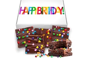 OMCOOKIE Birthday Party Large Brownies Gift Box Individually Wrapped | Happy Birthday Celebration | Nut Free | Kosher