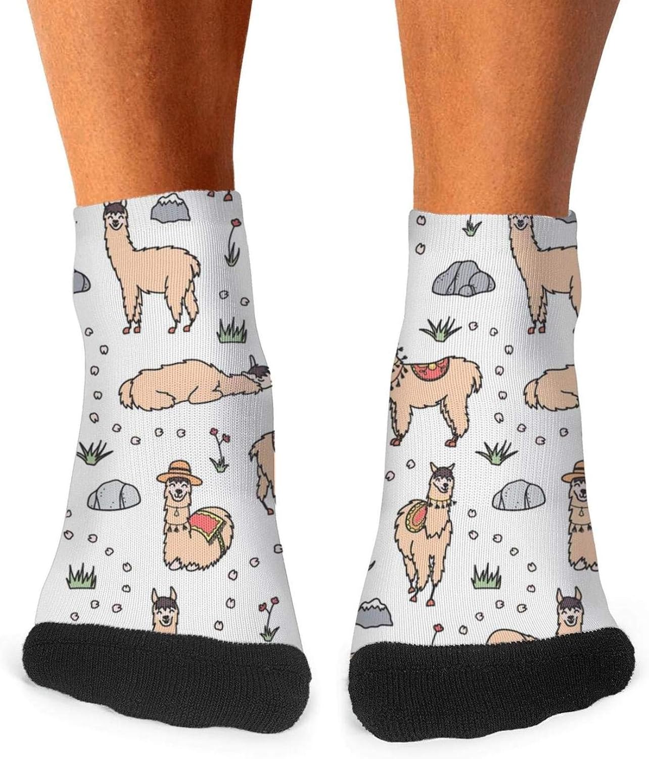 Happy Llama Party Low Cut Socks for Men Blend Four Seasons Socks Non Slip Crew Socks